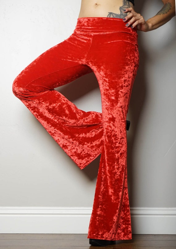 crushed velvet bell bottoms