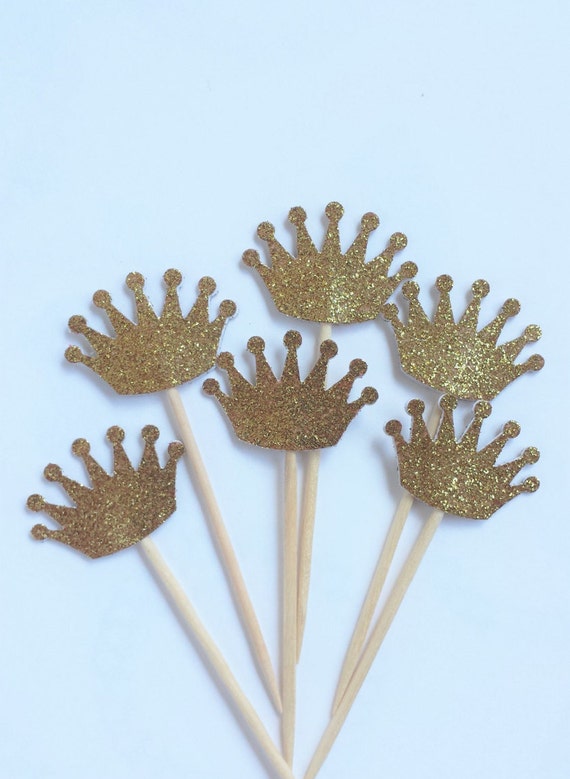 Set of 12 Gold glitter paper crown Birthday Favor wedding