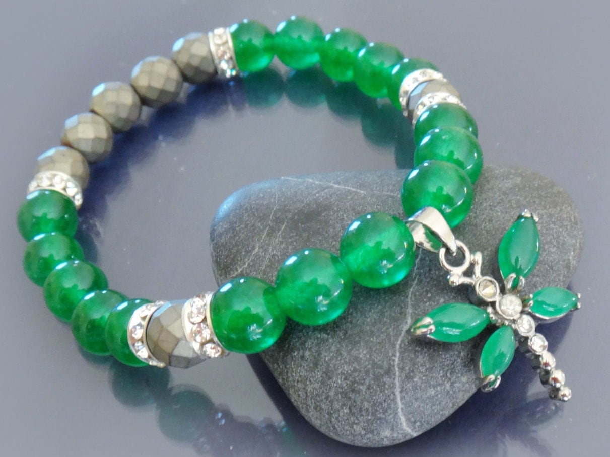 Emerald bracelet Meditation yoga bracelet Green by EmpathyGifts