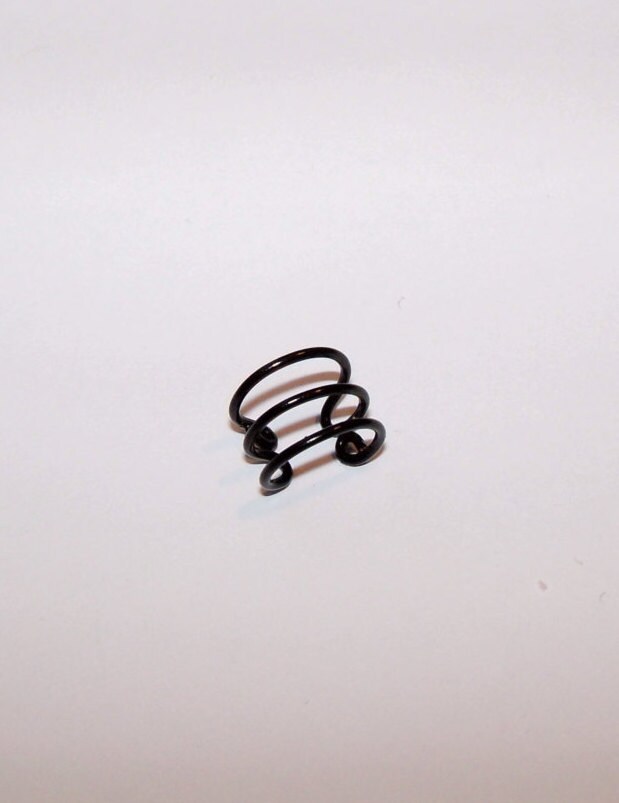 Black Triple Bar Ear Cuff Adjustable Wire by Hannahraejewelry