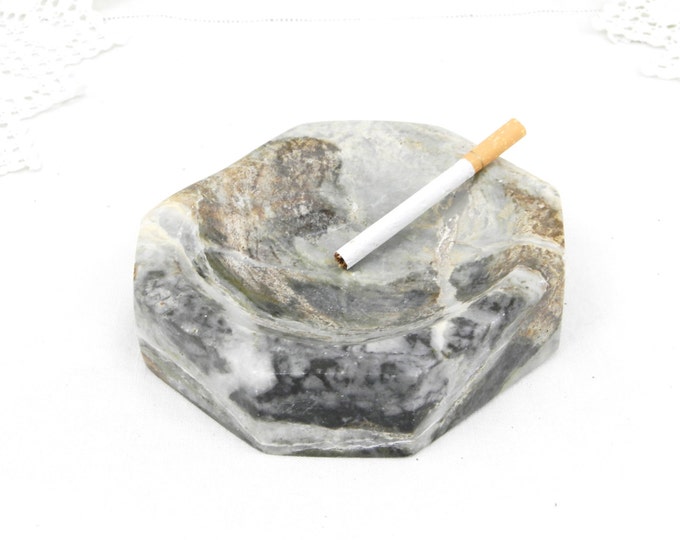 Large Vintage French Green, White and Gray Marble Ashtray, Mid Century Decor, Retro Home Interior, Man Cave, Tobacciana, Smoking, Ash