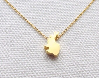Tiny Bunny Necklace Cute Gold Rabbit Dainty 14k Gold Fill Necklace Modern Animal Jewelry