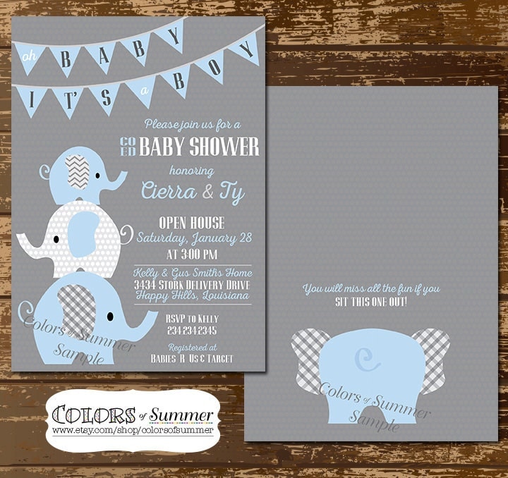 Cute Elephant Baby Shower Invitations 7