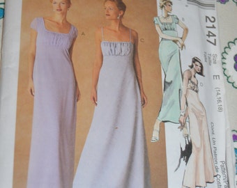 McCalls 2147 Evening Elegance Misses Lined Dress in Two Lengths Sewing Pattern - UNCUT Size 10 12 14