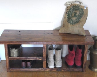 Boot Cubby Rustic Bench Shoe Bench Entryway Hallway Mudroom Storage Bench 42 Inch