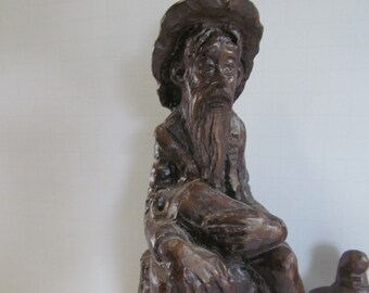 Large Norwegian Troll Antique Carved Wooden Gnome Figurines Wood Carving Sculpture Figurines Wizard Figurine Folkart Waldorf Elf