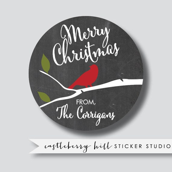 Cardinal bird personalized custom Christmas stickers