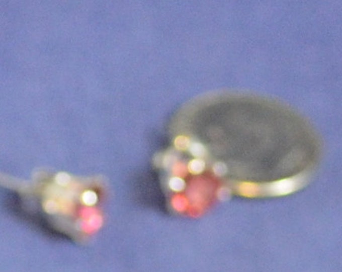 Red Pink Topaz Stud Earrings, 6mm Round, Natural, Set in Sterling Silver E881