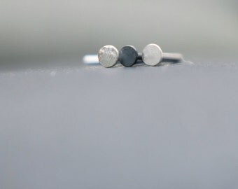 Small Nose Stud, Sterling Silver, 22 gauge, One (1), Set of Two (2), Set of Three (3) Flat Head, L Bend, Natural, Brushed, Oxidized