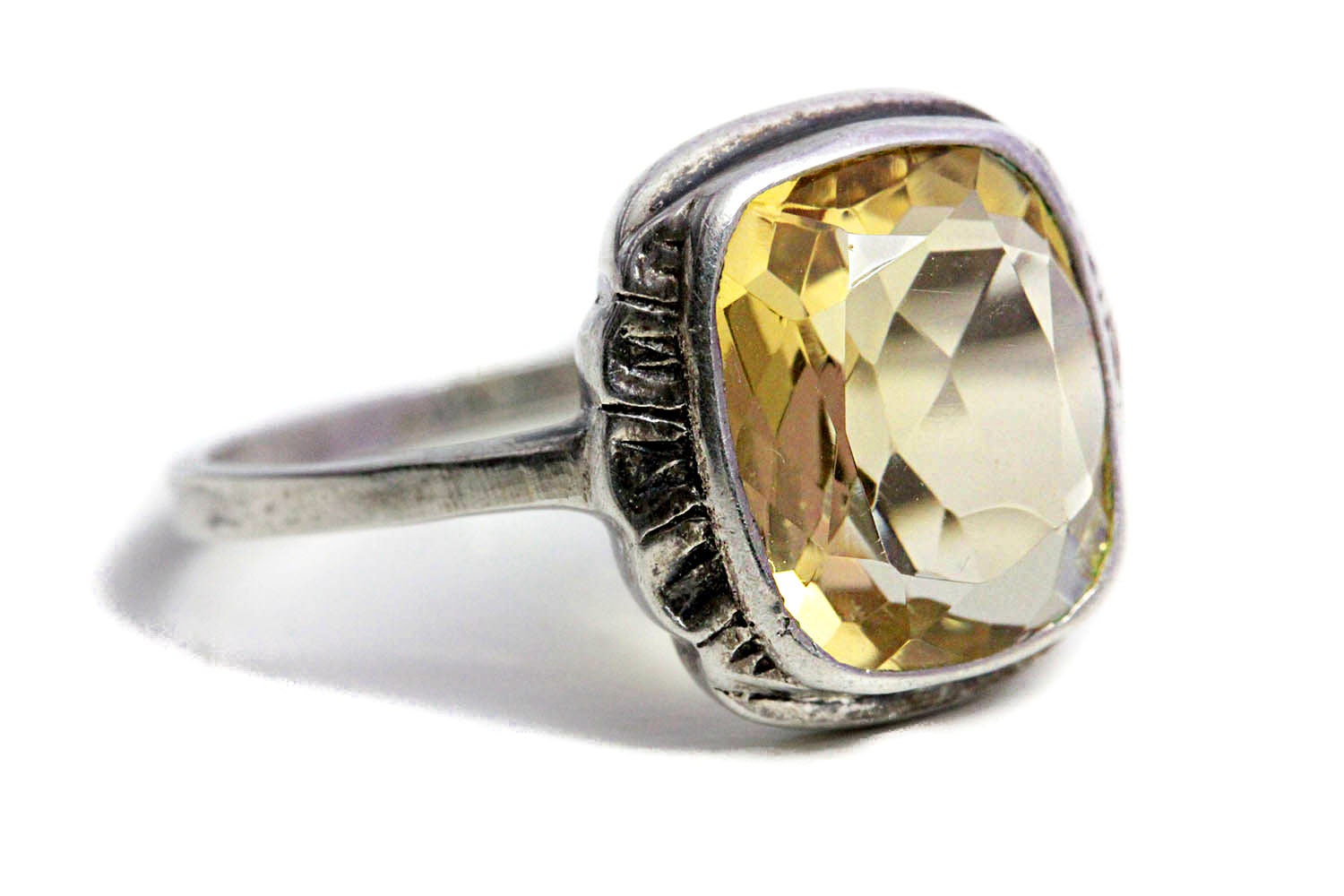 Citrine Ring scissor cut Gem Gemstone Antique Art Deco Jewelry Haute Juice