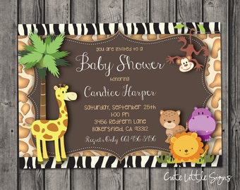 Jungle Animals Baby Shower Invitation Digital Download