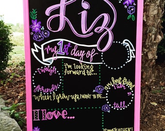 Personalized First Day of School Sign, Chalkboard, First Day of Kindergarten, Personalized, Reusable, First Day of Preschool Sign