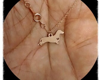 Dachshund Necklace - Engraving Pendant - Sterling Silver Jewelry - Gold Jewelry - Rose Gold Jewelry - Personalized Pet Dog Jewelry - Gift