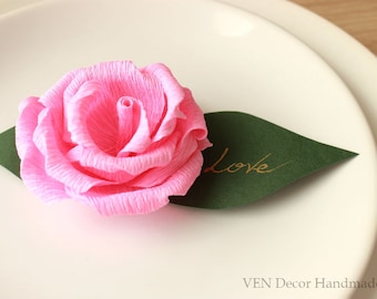 10 Wedding Rose Place Cards Flower Name Table Decor Party 10 Wedding Rose Place Cards Flower Name Table Decor Party