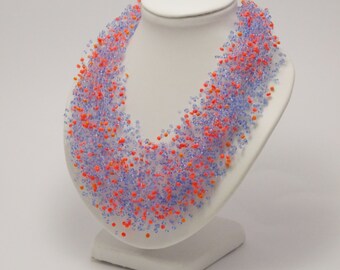 Good gifts/for/sisters birthday gifts/for/womens Orange blue bib necklace short necklaces/for/women necklace beadwork jewelry beaded choker
