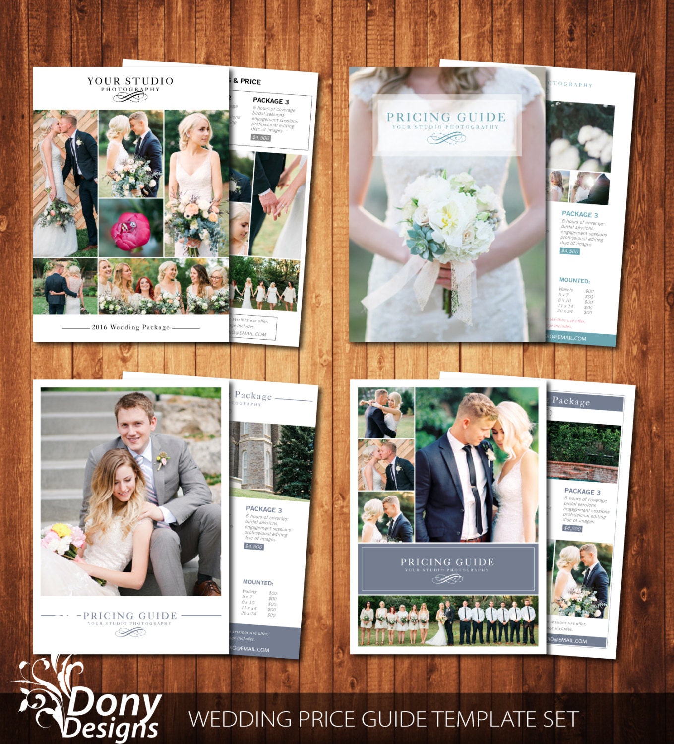 Photography Pricing List Template Set Wedding Pricing Guide