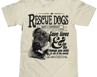 Unisex Animal Rescue TShirt - Rescue Dogs Save Lives Cotton Tee - Item 1987