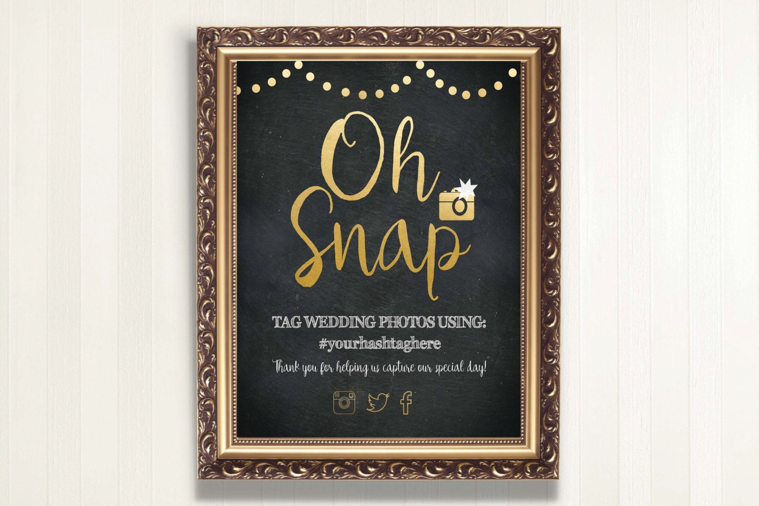 Oh Snap Wedding Instagram Hashtag Sign Printable Wedding Art