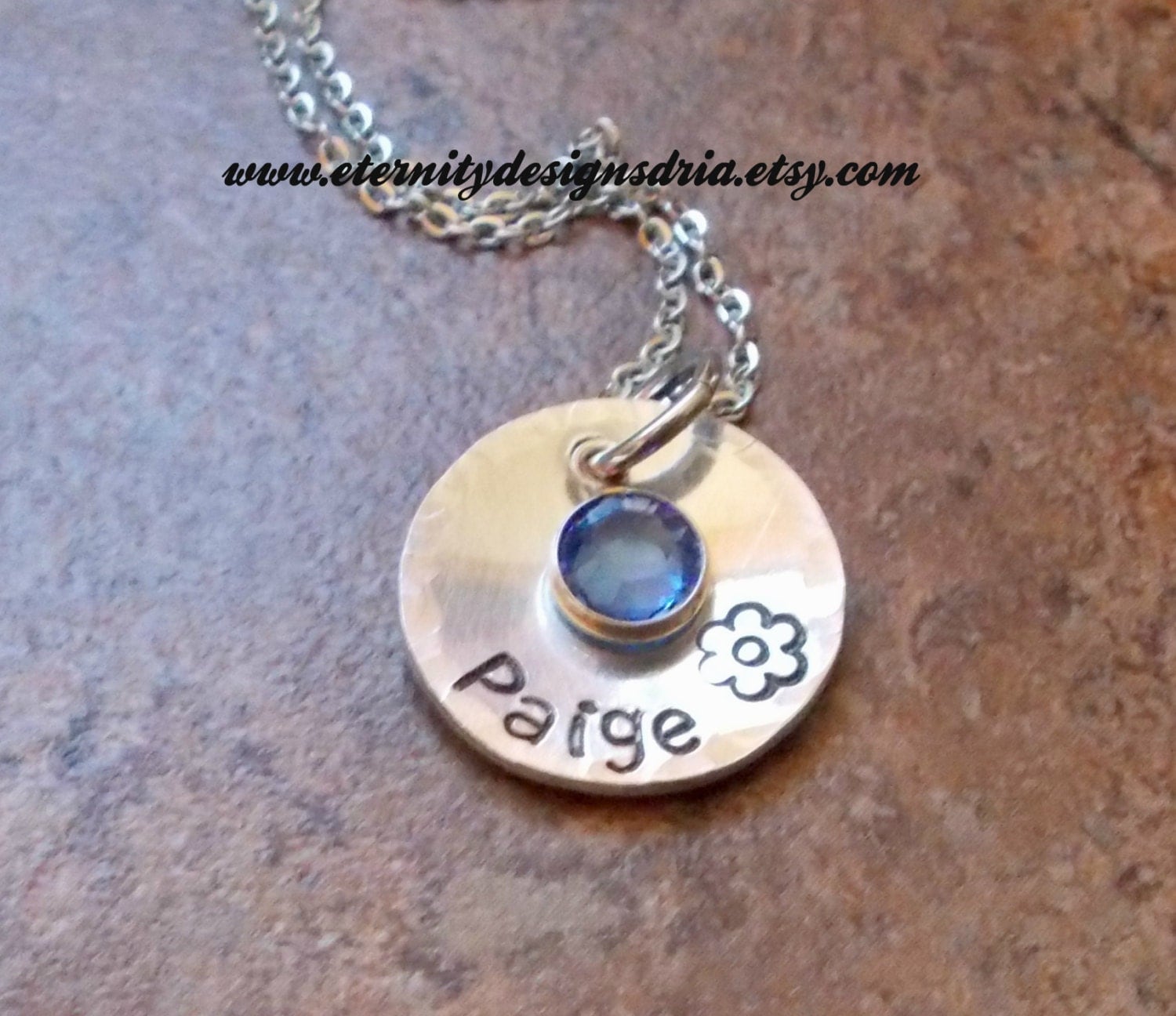 Personalized Name and Birthstone Necklace Child Necklace
