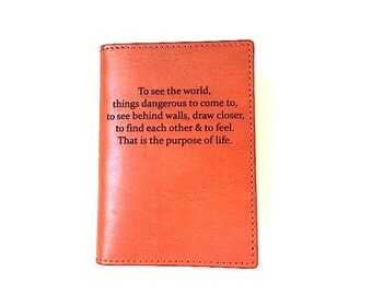 Leather Passport Cover Secret Life Of Walter Mitty Quote, Engraved Passport Holder, To See The World Passport Sleeve, Wallet, Boyfriend Gift