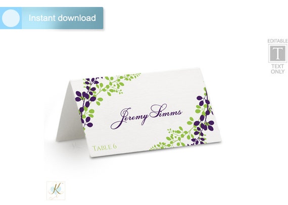 Wedding Place Card Template Tent DOWNLOAD by KarmaKWeddings