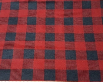 Flannel Fabric - Red Black Buffalo Check - 1 yard - 100% Cotton Flannel