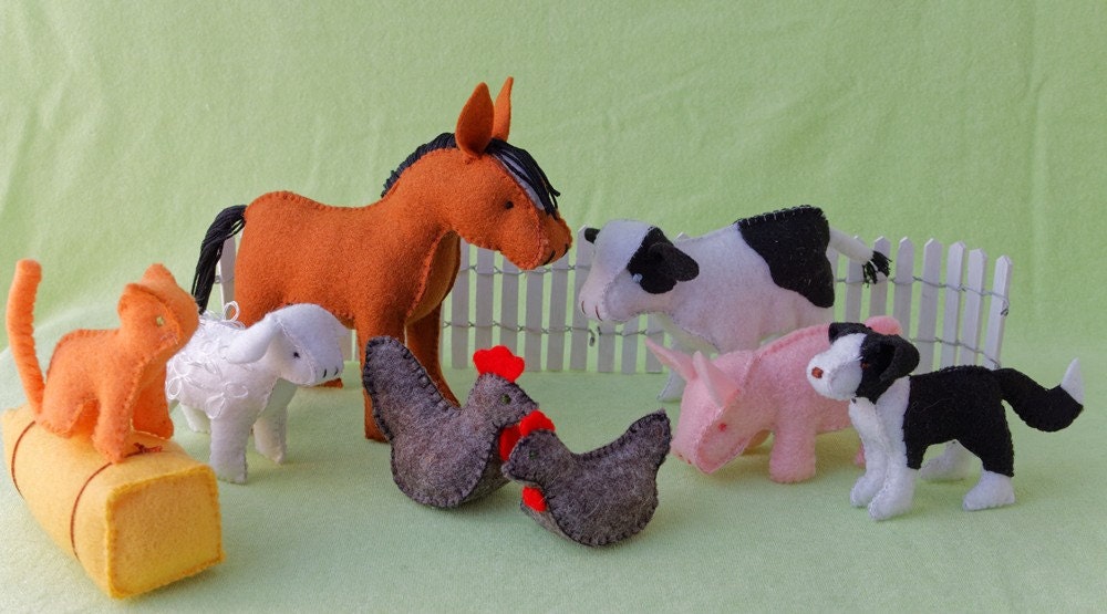 Felt Farm Animal Set, Patterns and Illustrated Instructions ...