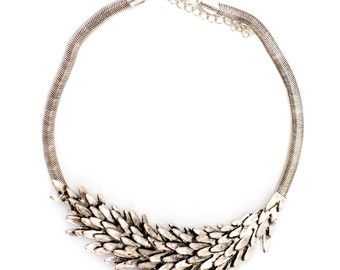 Silver Leaf Ladies Statement Necklace