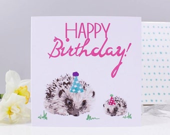 Happy Birthday Hedgehog Card - Hedgehog Birthday Card - Hedgehog Card - Birthday Card For Her - Cute Birthday Card - Hedgehog Card