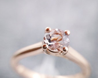 Rose Gold Engagement Ring, Morganite Ring, 14kt Rose Gold, Morganite, Aquamarine, Black Onyx, Black Spinel, White Topaz, Blue Topaz