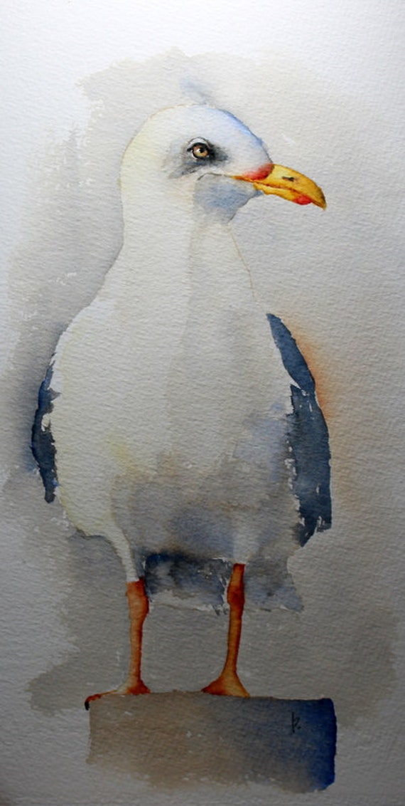 watercolor bird painting bird art original Seagull watercolor