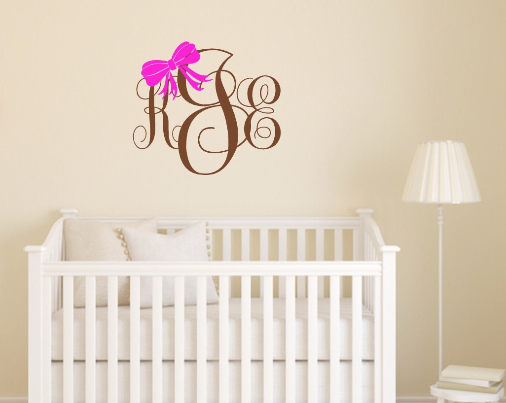 Preppy Monogram Bow Wall Decal Monogram Girls by LilSouthernGrace