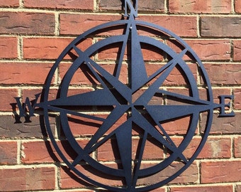 Compass Wall Decor, Nautical Compass,Wall Art, Nautical Metal Wall Art, Nautical Rose, Outdoor Metal Art, Compass Wall Hanging, Beach Decor