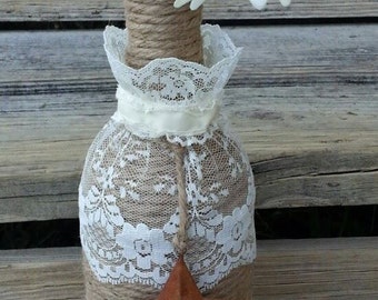 Star Rustic Twine Wrapped Bottle Vase