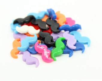 Tiny Mustache Cabochons Pastel Flatback Embellishments Kawaii Decoden