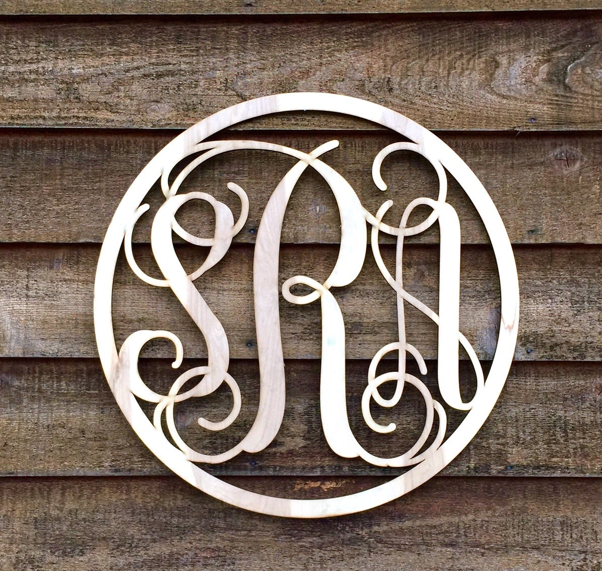 Large 24 Inch Round Wooden Monogram Wood Letters Nursery
