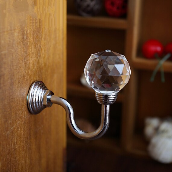 Glass Hook Decorative Hooks Wall Hooks Clear Silver Metal