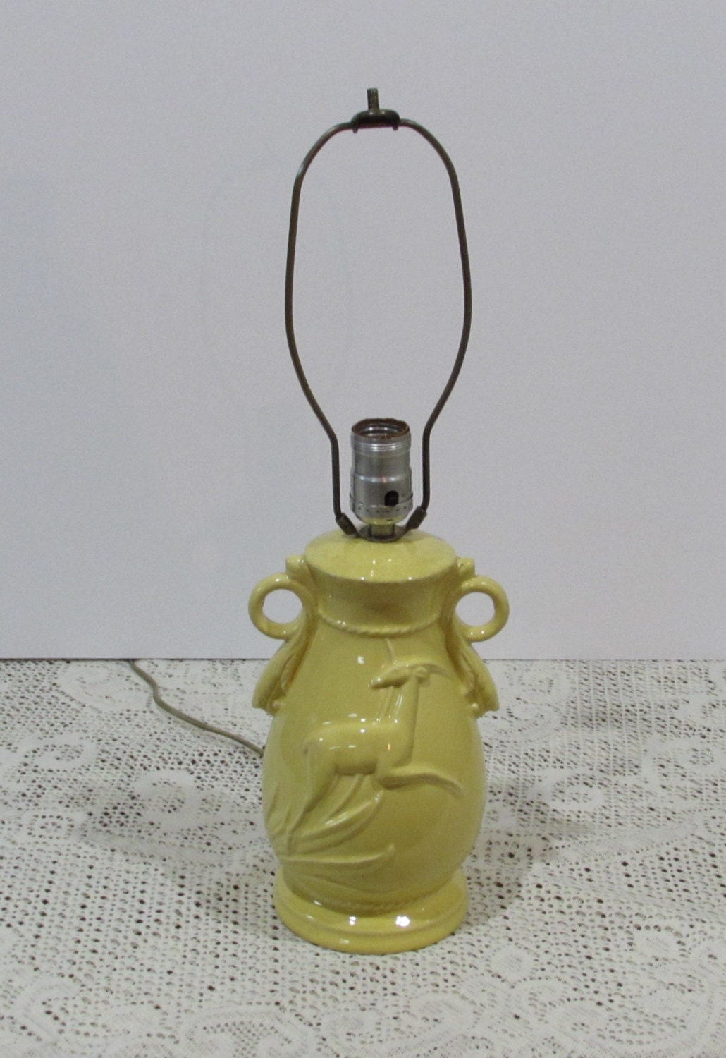Yellow Ceramic Table Lamp Bedside Table Lamp Bright Yellow