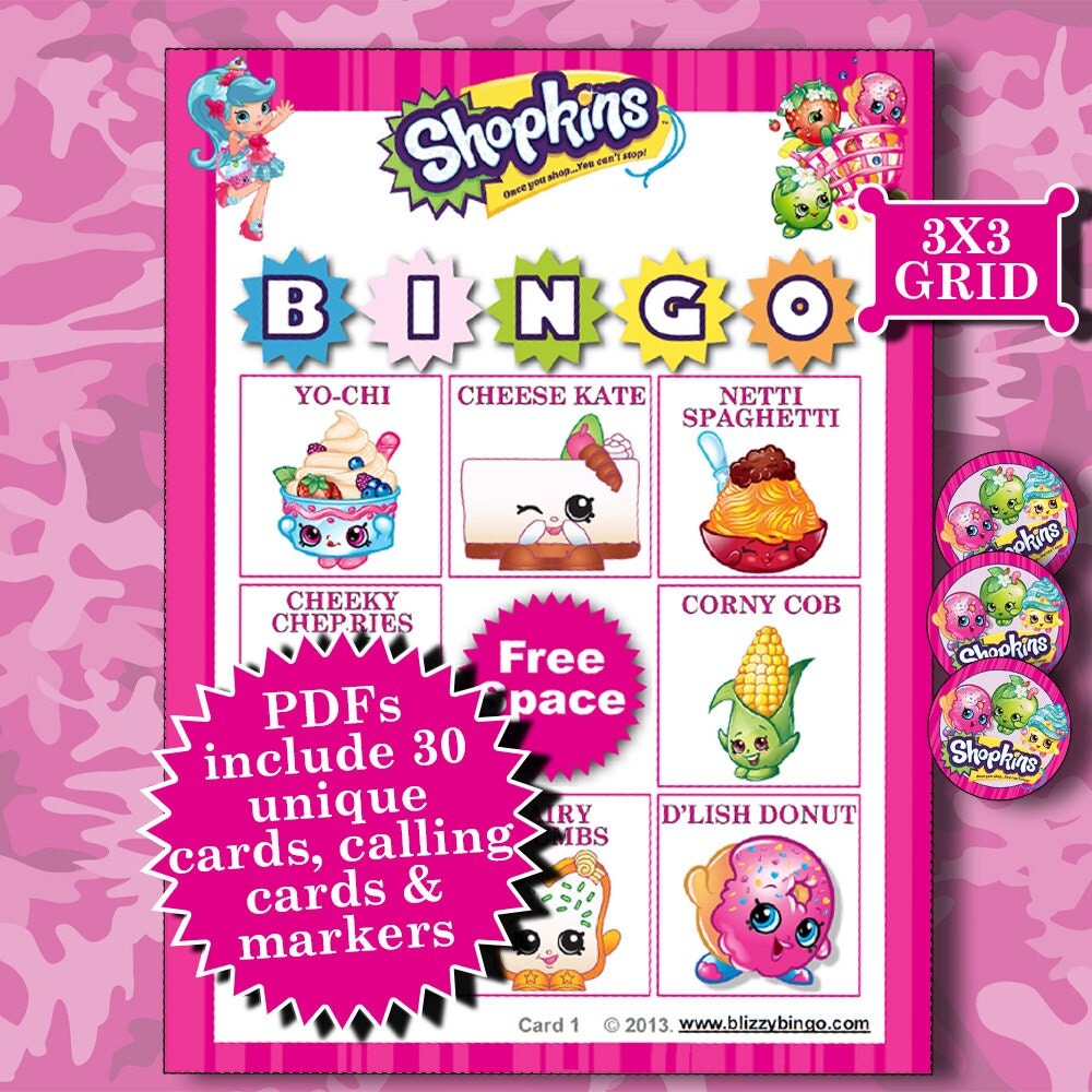SHOPKINS 3x3 Bingo Printable PDFs Contain Everything You Need