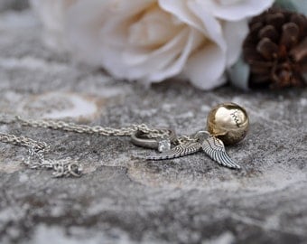 golden snitch necklace harry potter jewelry quidditch necklace gryffindor hogwarts wings ring necklace harry potter gift - Harry Potter Wedding Rings golden snitch necklace harry potter jewelry quidditch necklace gryffindor hogwarts wings ring necklace harry potter gift - Harry Potter Wedding Rings