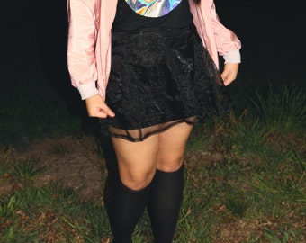 Pastel Goth Holographic Crescent Moon Shirt Pastel Grunge Iridescent Moon Shirt Shiny Rainbow Moon Black Shirt Vintage Loser Original Design