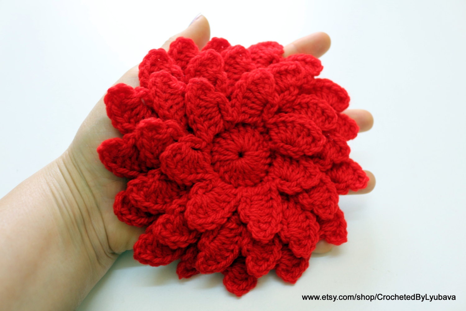 Red Crochet Flower Large Flower Women's Crochet Gift