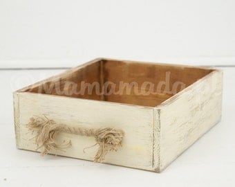 Rustic crate photo prop, vintage style wood box, newborn photography prop, newborn props, photography props, creamy box