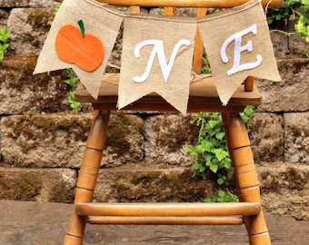 PUMPKIN First Birthday Banner Halloween Burlap Bunting Garland Highchair Banner Fall Pumpkin Truck Charlie Brown Flag Banner Photo Prop