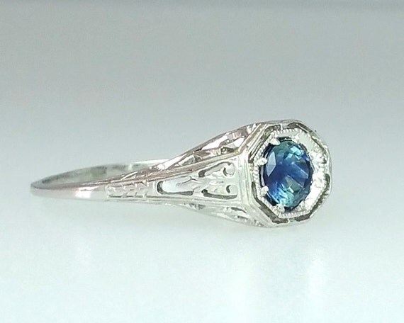 1/2 ct Ocean Blue Sapphire Sterling Silver Ring / Natural