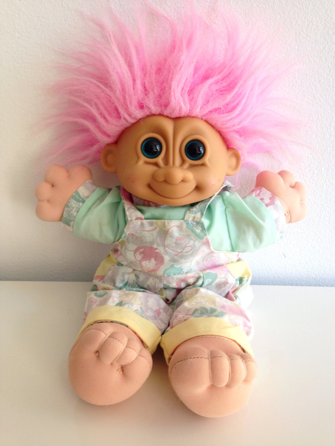 Vintage 90s Russ Troll Doll Hot Pink Hair Soft Body 12