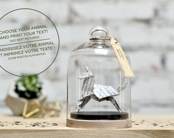 Origami Sculpture Unicorn. Text Printed. Custom Gift. Wedding Vows. Paper Anniversary Gift for Him. Taxidermy. First Year Gift for Her