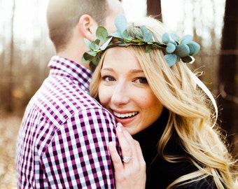 RIBBON STYLE - Greenery Flower Crown / Eucalyptus Crown / Greenery / Bridesmaid Greenery Crown / High Quality Flowers / Bohemian Bride