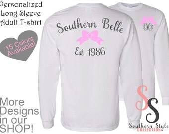1 Long Sleeve Adult Personalized Tshirt, Monogrammed tshirt,personalized shirt,Christmas gift,Monogram gifts,custom tshirt,personalized gift