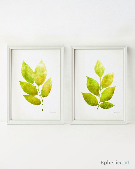 Lime green leaves wall decor DIGITAL DOWNLOAD 5x7 art prints